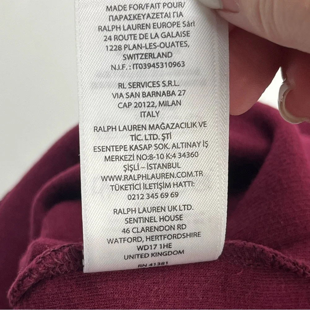 Polo Ralph Lauren Burgundy Maroon Quarter Zip‎ Pullover Mens Size Large Cotton